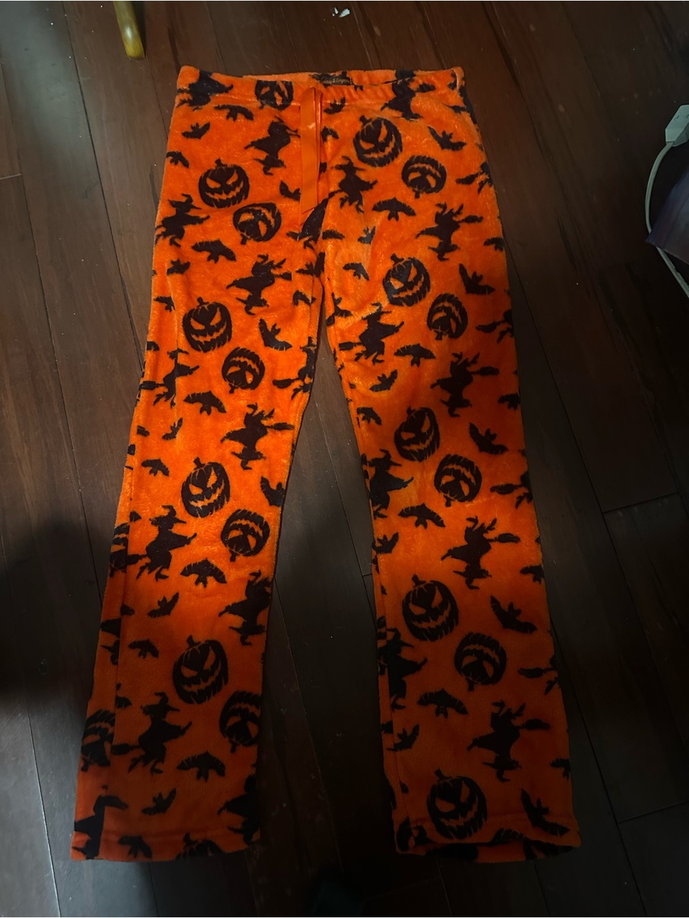 Grumpy & Gorgeous Halloween Plush Pajama Pants Orange Black Size L